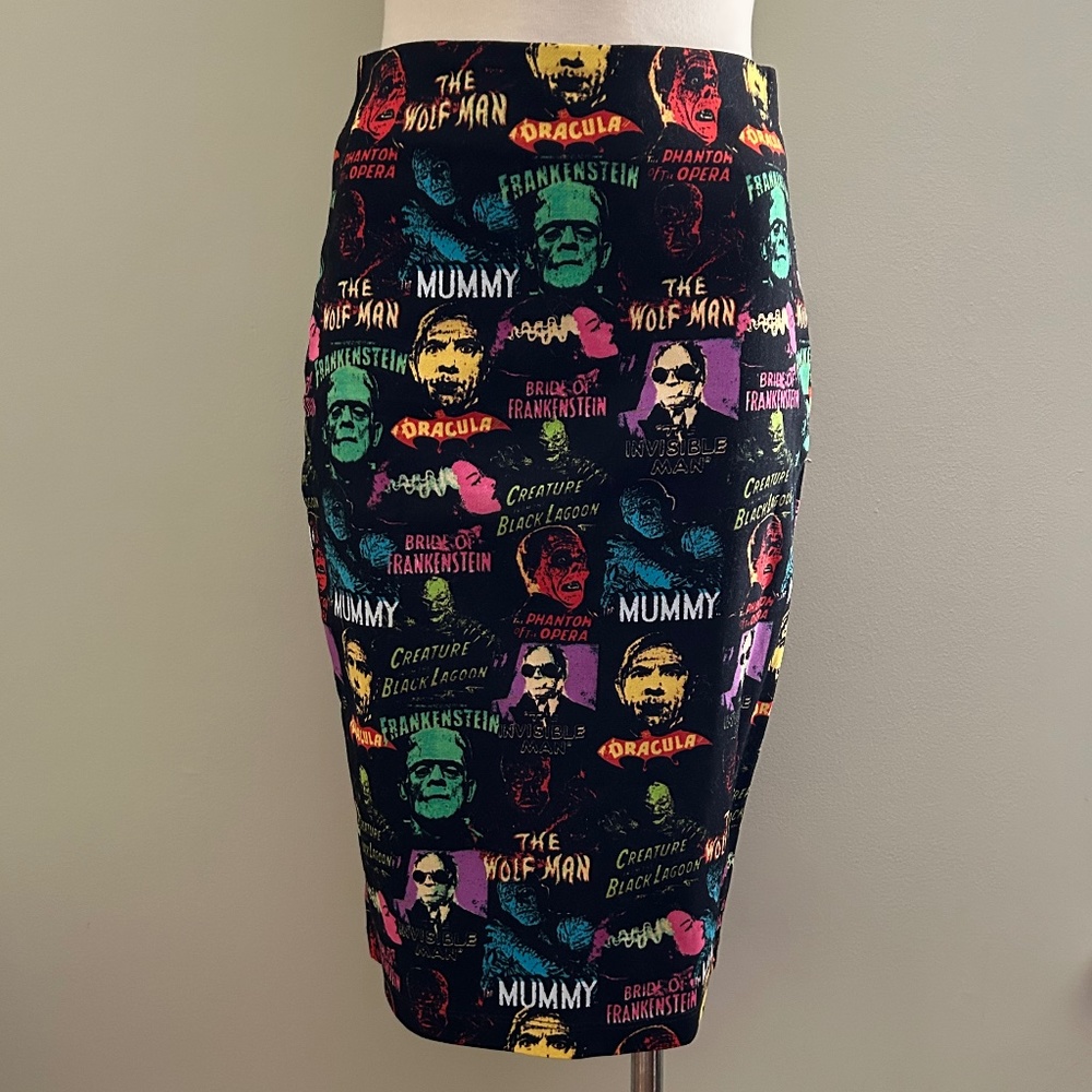 'Universal Monsters' print pencil skirt - Rock Rebel